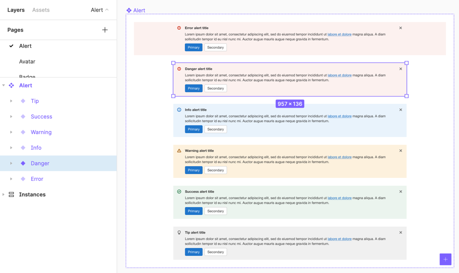 Component layer in the layers panel