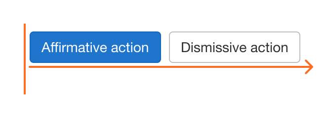 Two buttons with the affirmative one on the left
