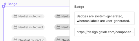 Editing component description in Figma properties panel