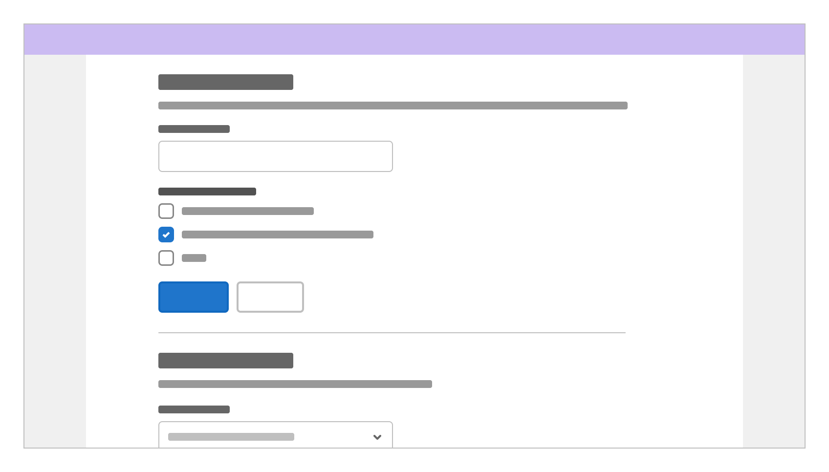 Example of settings layout